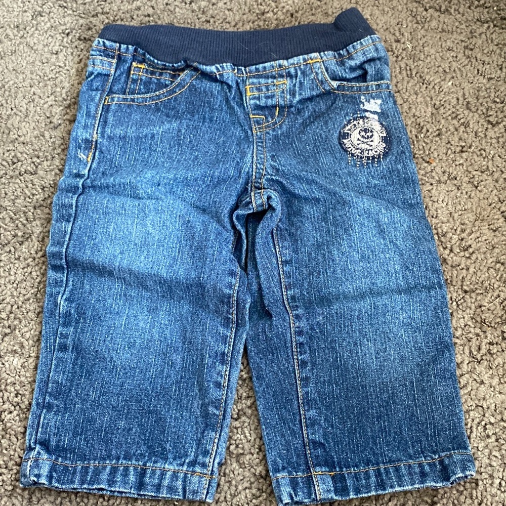3-6m boys jeans skull cross bone patch